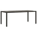 vidaXL fekete polyrattan üveglapos kerti asztal 190 x 90 x 75 cm
