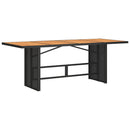 vidaXL fekete polyrattan kerti asztal akácfa lappal 190 x 80 x 75 cm
