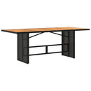 vidaXL fekete polyrattan kerti asztal akácfa lappal 190 x 80 x 75 cm