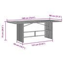 vidaXL fekete polyrattan kerti asztal akácfa lappal 190 x 80 x 75 cm