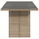 vidaXL bézs polyrattan üveglapos kerti asztal 190 x 80 x 75 cm