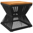 vidaXL fekete tömör akácfa dohányzóasztal drót aljjal 38 x 38 x 38 cm