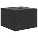vidaXL fekete polyrattan üveglapos kerti asztal 55 x 55 x 37 cm