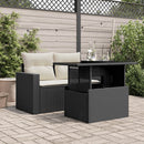 vidaXL fekete polyrattan üveglapos kerti asztal 100 x 55 x 73 cm