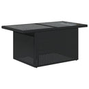 vidaXL fekete polyrattan üveglapos kerti asztal 100 x 55 x 73 cm
