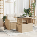 vidaXL bézs polyrattan üveglapos kerti asztal 100 x 55 x 73 cm