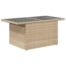 vidaXL bézs polyrattan üveglapos kerti asztal 100 x 55 x 73 cm