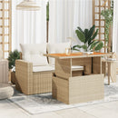 vidaXL bézs polyrattan és akácfa kerti asztal 100 x 55 x 73 cm