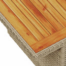 vidaXL bézs polyrattan és akácfa kerti asztal 100 x 55 x 73 cm