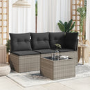 vidaXL szürke polyrattan üveglapos kerti asztal 55 x 55 x 37 cm