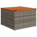 vidaXL szürke polyrattan és akácfa kerti asztal 55 x 55 x 37 cm