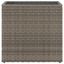 vidaXL szürke polyrattan kerti kisasztal üveg lappal 58 x 27,5 x 55 cm