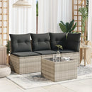 vidaXL világosszürke polyrattan üveglapos kerti asztal 55x55x37 cm