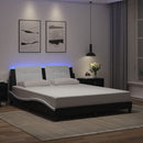 vidaXL fekete és fehér ágykeret LED-ekkel matrac nélkül Zadar 160 x 200 cm