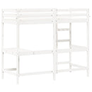 vidaXL fehér tömör fenyőfa galériaágy íróasztallal 75 x 190 cm