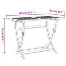 vidaXL összecsukható tömör akácfa kerti asztal 110 x 55 x 75 cm