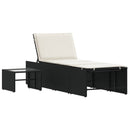 vidaXL 2 db fekete polyrattan napozóágy asztallal