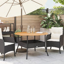 vidaXL fekete polyrattan kerti asztal akácfa lappal Ø110 x 71 cm