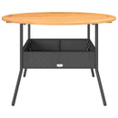 vidaXL fekete polyrattan kerti asztal akácfa lappal Ø110 x 71 cm