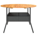 vidaXL fekete polyrattan kerti asztal akácfa lappal Ø110 x 71 cm