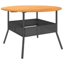 vidaXL fekete polyrattan kerti asztal akácfa lappal Ø110 x 71 cm