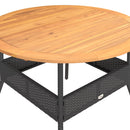 vidaXL fekete polyrattan kerti asztal akácfa lappal Ø110 x 71 cm