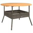 vidaXL szürke polyrattan kerti asztal akácfa lappal Ø110 x 71 cm