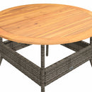 vidaXL szürke polyrattan kerti asztal akácfa lappal Ø110 x 71 cm
