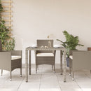 vidaXL világosszürke polyrattan üveglapos kerti asztal 90 x 90 x 75 cm