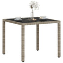vidaXL világosszürke polyrattan üveglapos kerti asztal 90 x 90 x 75 cm