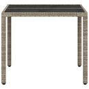 vidaXL világosszürke polyrattan üveglapos kerti asztal 90 x 90 x 75 cm