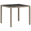 vidaXL világosszürke polyrattan üveglapos kerti asztal 90 x 90 x 75 cm