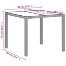 vidaXL világosszürke polyrattan üveglapos kerti asztal 90 x 90 x 75 cm