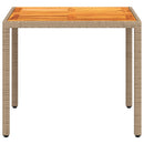 vidaXL bézs polyrattan és akácfa kerti asztal 90 x 90 x 75 cm