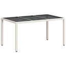 vidaXL fehér polyrattan üveglapos kerti asztal 150 x 90 x 75 cm