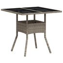 vidaXL világosszürke polyrattan üveglapos kerti asztal 80 x 80 x 75 cm