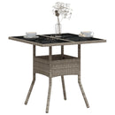 vidaXL világosszürke polyrattan üveglapos kerti asztal 80 x 80 x 75 cm