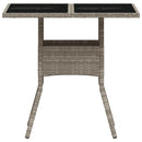 vidaXL világosszürke polyrattan üveglapos kerti asztal 80 x 80 x 75 cm
