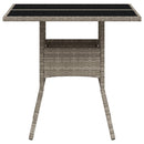 vidaXL világosszürke polyrattan üveglapos kerti asztal 80 x 80 x 75 cm