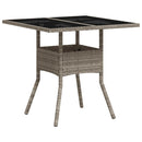 vidaXL világosszürke polyrattan üveglapos kerti asztal 80 x 80 x 75 cm