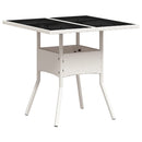 vidaXL fehér polyrattan üveglapos kerti asztal 80 x 80 x 75 cm