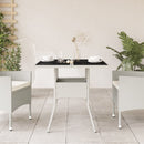 vidaXL fehér polyrattan üveglapos kerti asztal 80 x 80 x 75 cm