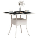 vidaXL fehér polyrattan üveglapos kerti asztal 80 x 80 x 75 cm
