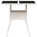 vidaXL fehér polyrattan üveglapos kerti asztal 80 x 80 x 75 cm