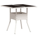vidaXL fehér polyrattan üveglapos kerti asztal 80 x 80 x 75 cm