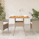 vidaXL bézs polyrattan és akácfa kerti asztal 80 x 80 x 75 cm