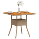 vidaXL bézs polyrattan és akácfa kerti asztal 80 x 80 x 75 cm