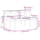 vidaXL impregnált fenyőfa piknik asztal 110 x 134 x 75 cm