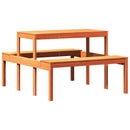 vidaXL viaszbarna tömör fenyőfa piknik asztal 110 x 134 x 75 cm