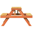 vidaXL viaszbarna tömör fenyőfa piknik asztal 105 x 134 x 75 cm